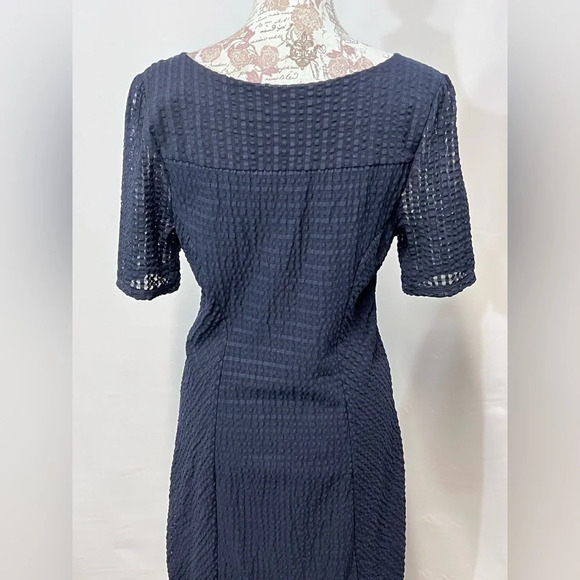 MAEVE for ANTHROPOLOGIE Navy blue texture short sleeve sheath dress size L.‎ - Picture 5 of 10